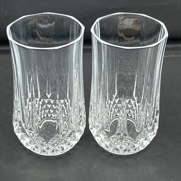 2 Cut Crystal Highball Tumblers Glasses Cristal d’Arques Longchamp - Picture 1 of 8
